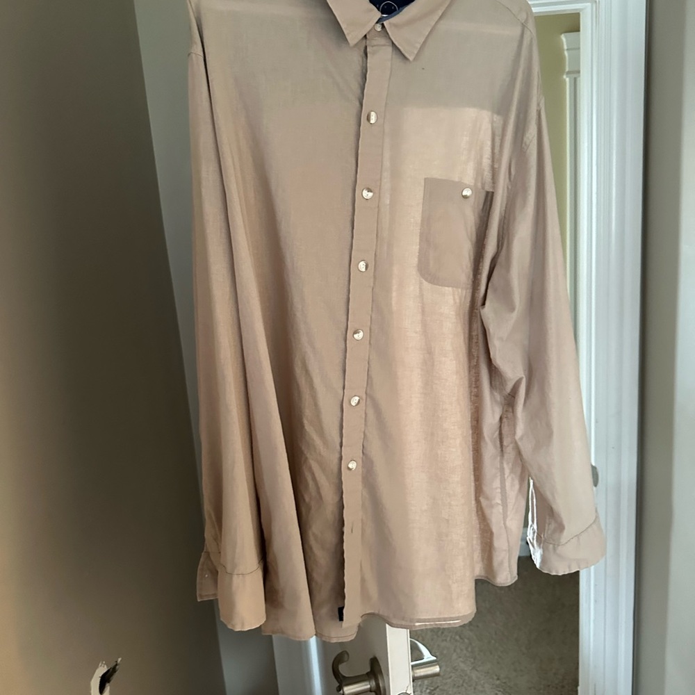 Tan Casual Button Down Shirt with Classic Collar